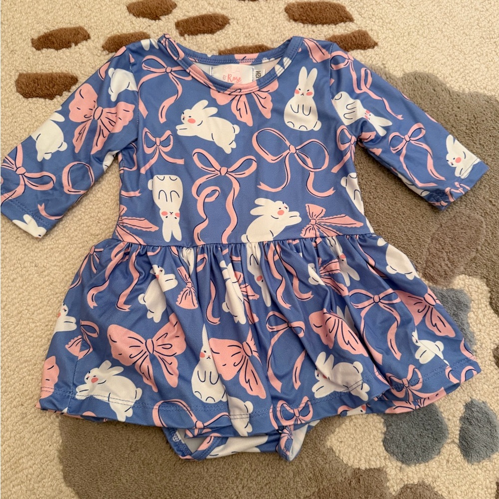 Carter's Blue & Pink Bunny Bow Long-Sleeve Twirl Dress